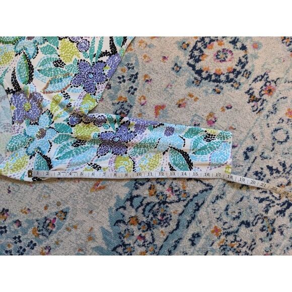 CDP & Co. Floral Lightweight Tight Knit 3/4 Sleeve Sweater with Sequins - M - Picture 7 of 9